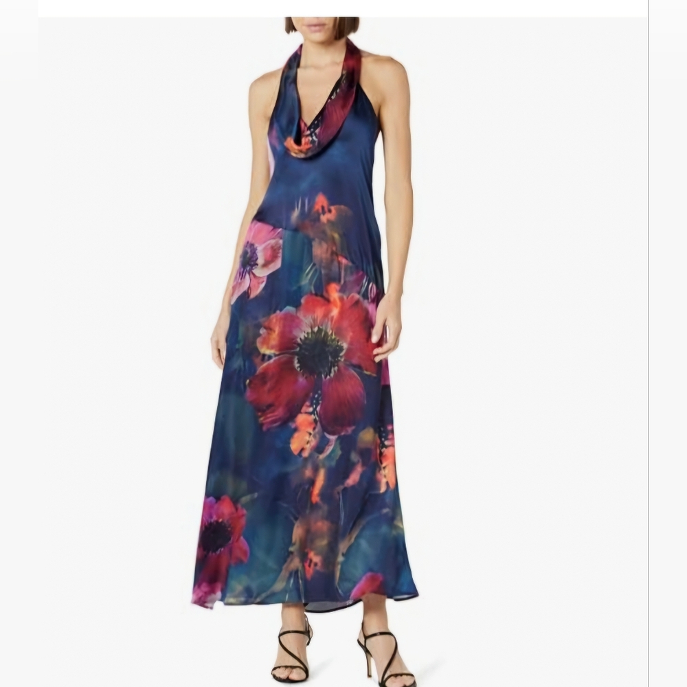 NWT - The DROP - Cowl Neck Floral Halter Maxi Dress, Size S